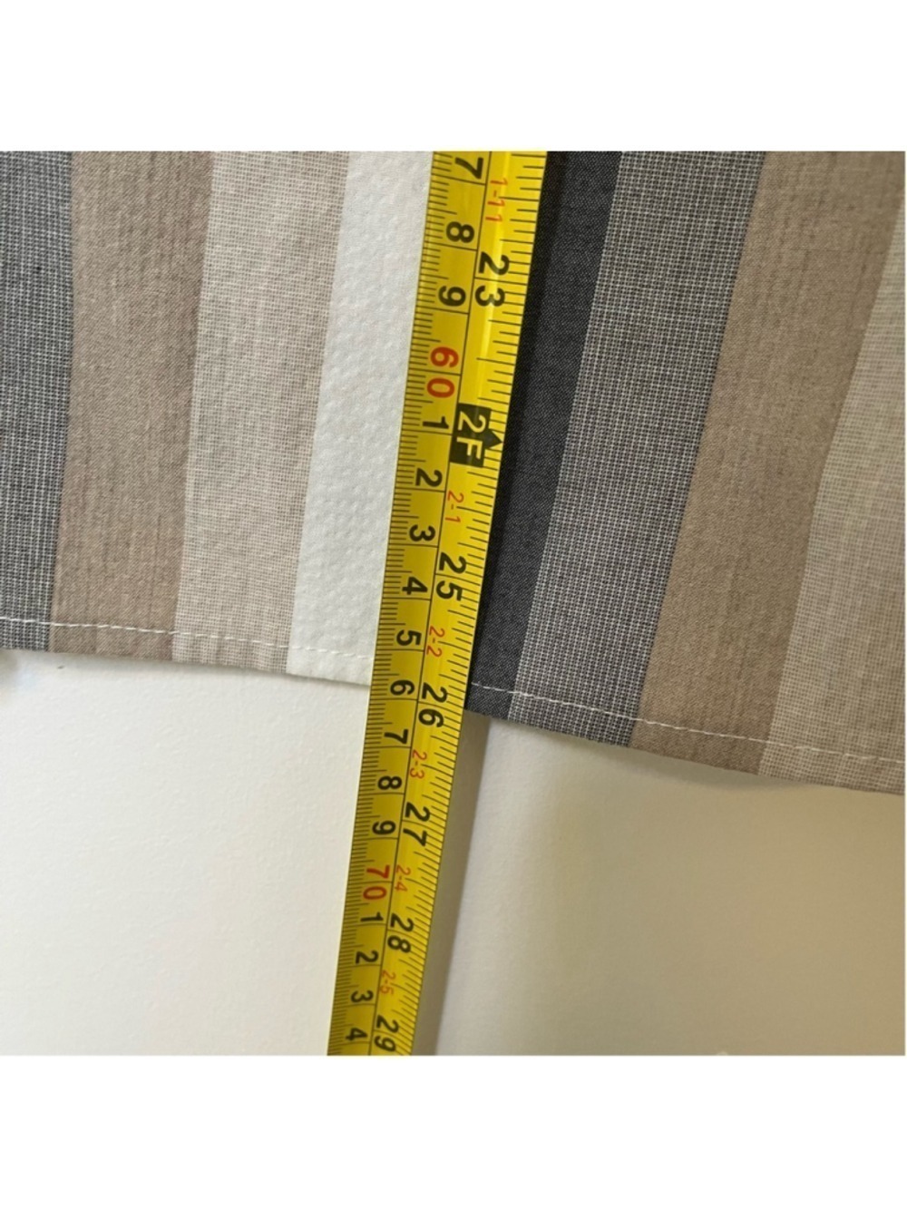Striped Button Up Long Sleeve Shirt in Neutral Tan, Cream, Faded Black, Small - Picture 14 of 14